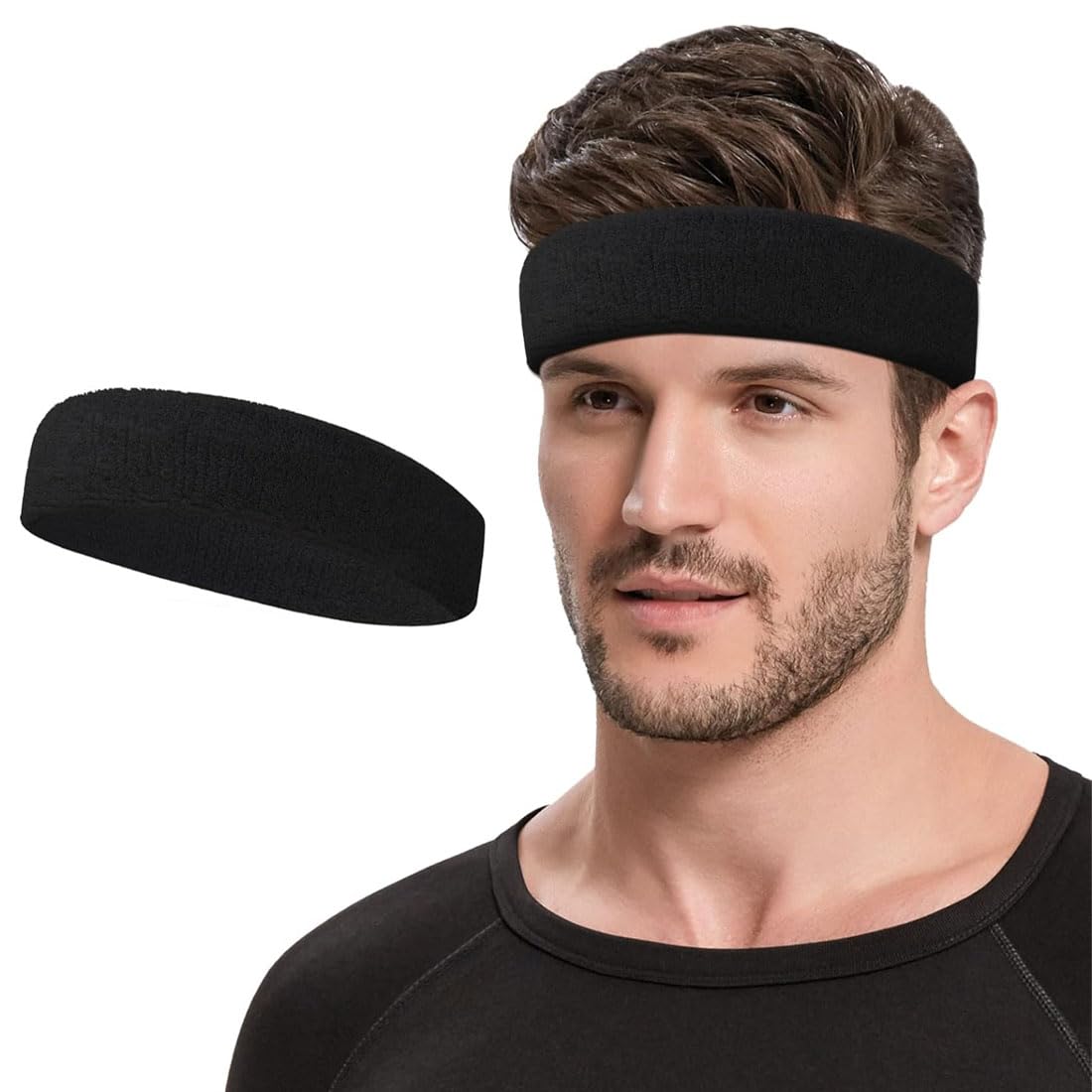 Adbeni Sweatbands Sports Headband for Men & Women | Moisture-Wicking Cotton Hairband for Running, Yoga, Cycling