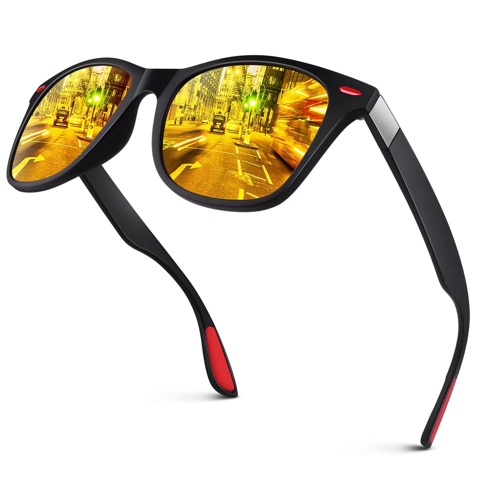 LINVOPolarised Sunglasses for Men and Women,Classic Retro Dark Shades for Driving Fishing Running UV400 Protection