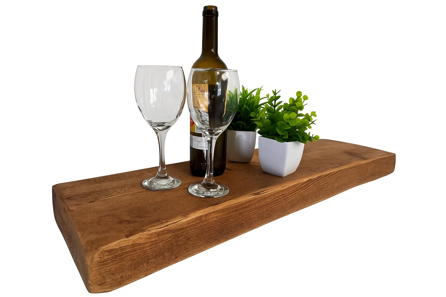 Rustic Floating Shelves Wooden Wall Mounted Shelf Oak Colour Handmade Reclaimed Chunky Solid Wood Industrial 25cm