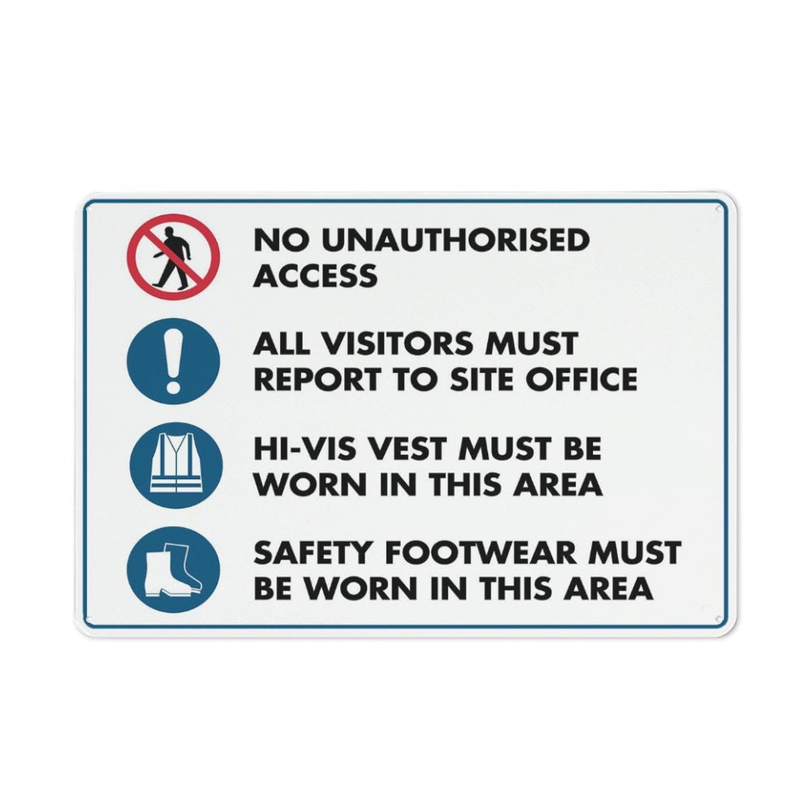 Peiyeety A05 Building Site Hivis Safety Sign 12X16 Inches Metal Sign, Rustproof Aluminum, Multicolor