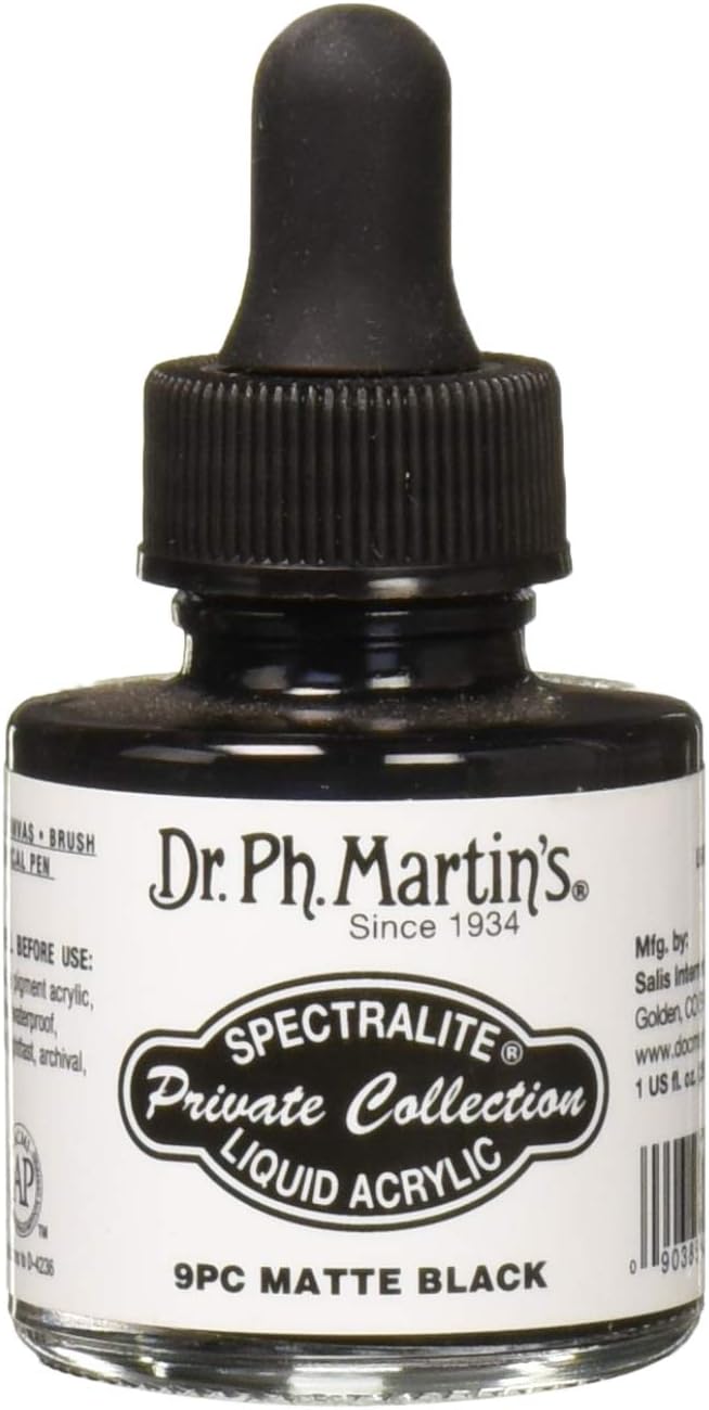 Dr. Ph. Martin's Liquid Ink, Matte Black, 1oz