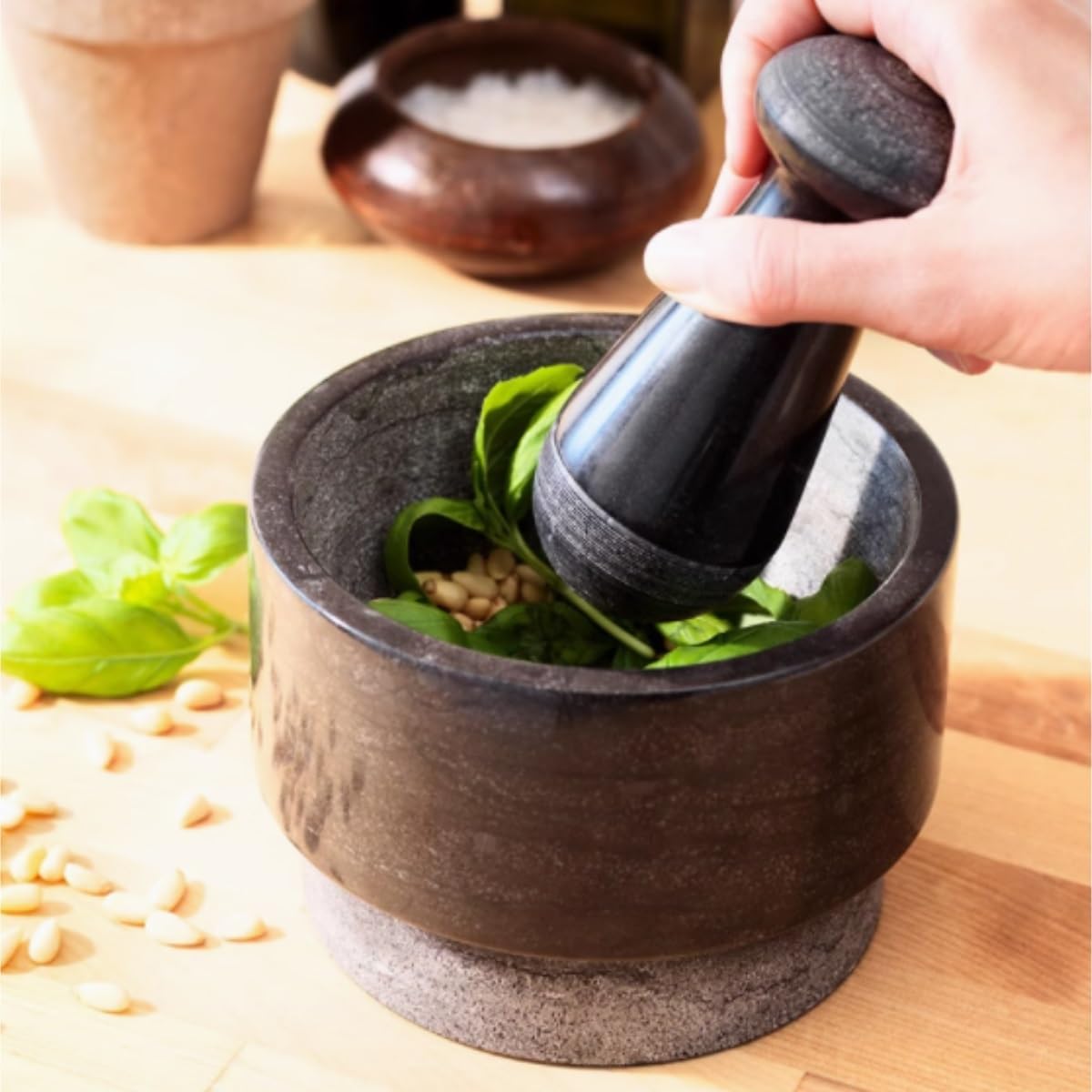 大理石製 乳鉢 乳棒セット 調理器具 Amazon.co.jp: 乳鉢乳棒 セット 家庭用ニンニク瓶 ニンニク