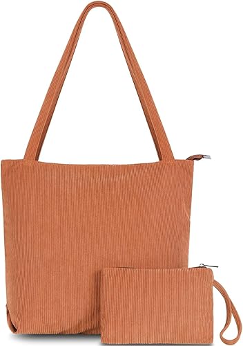 Miniatura 2 de COSHONWOL Bolso de mano de pana para mujer, con cremallera, gran hombro, estilo hobo, casual, bolso de compras, bolsa de trabajo