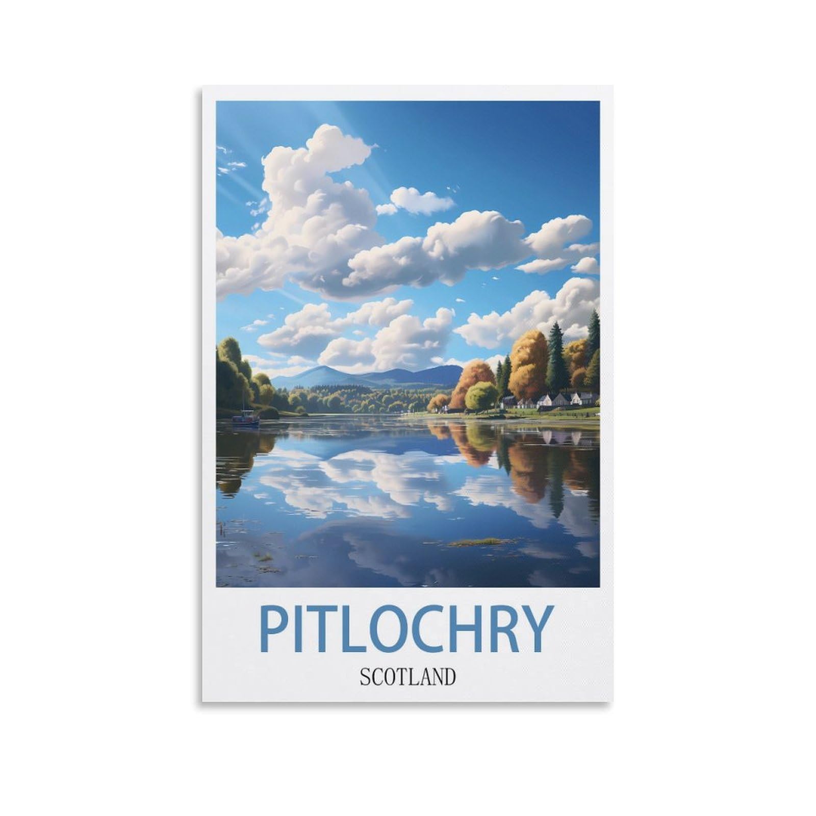 Retro Vintage Metal Tin Sign Pitlochry Scotlands Vintage Retro Man Cave Bar Pub Shed Novelty Gift Tin Wall Décor Metal Sign 30x30cm