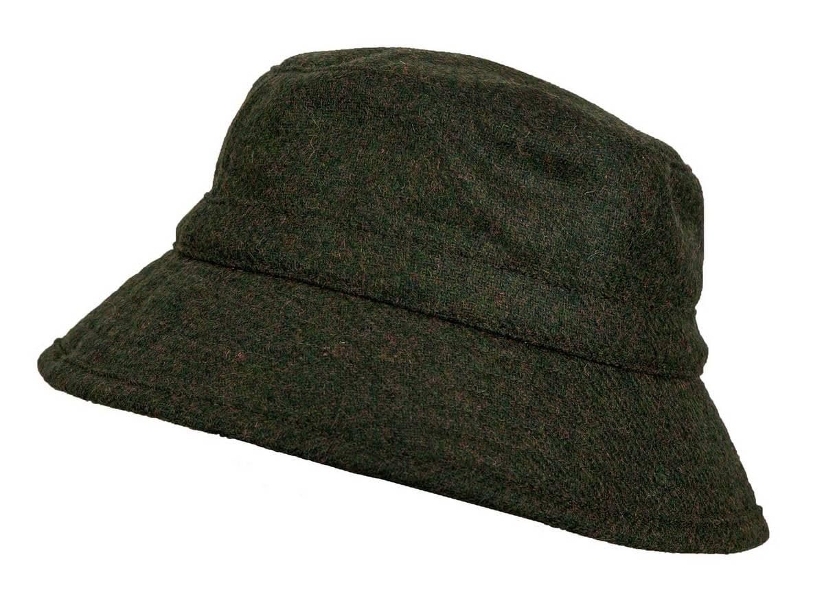 Dents Men's Green Coniston Abraham Moon Plain Tweed Bucket Hat - Olive - Large