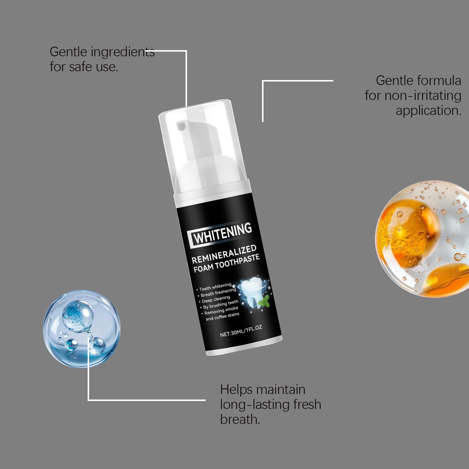 Schiuma sbiancante for i denti - Igiene orale delicata con pressa schiarente, uso quotidiano for un sorriso splendente, bottiglia facile da spremere(1pcs)