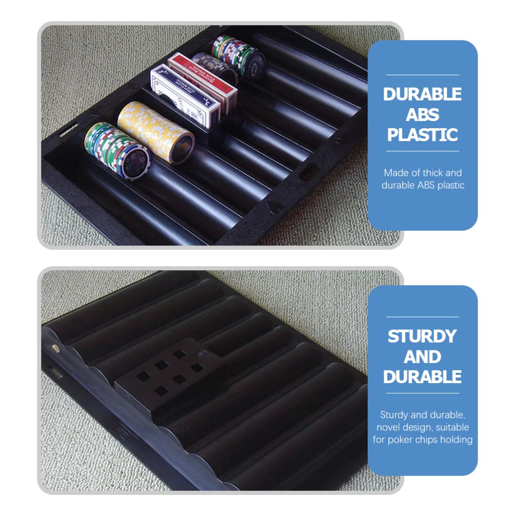 Plateau De Poker En Plastique – Capacité 350 Jetons – Noir – 37,5 X 25 Cm – Rangement Robuste Pour Soirées