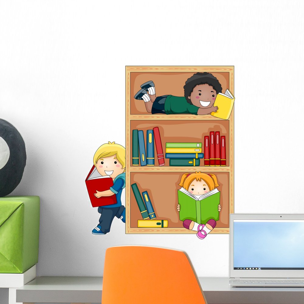 WallmonkeysReading Books Wall Decal Peel and Stick Graphic WM107219 (18 in H x 16 in W)