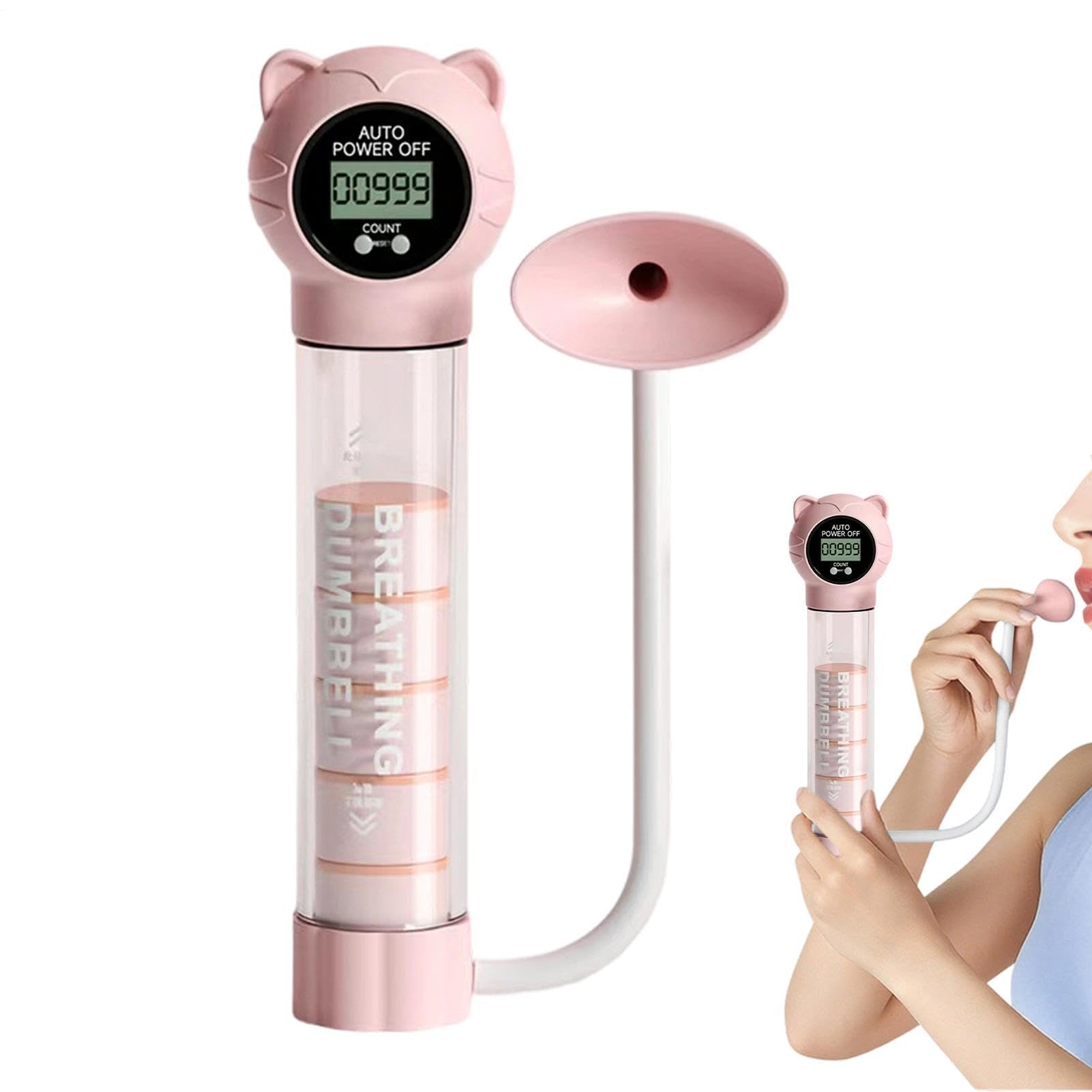 Intelligent Breathing Trainer Dumbbell with Counter, Adjustable Resistance Lung Capacity Exerciser for Respiratory Muscle Health, Abdominal Breath Training for Athletes & Singers
