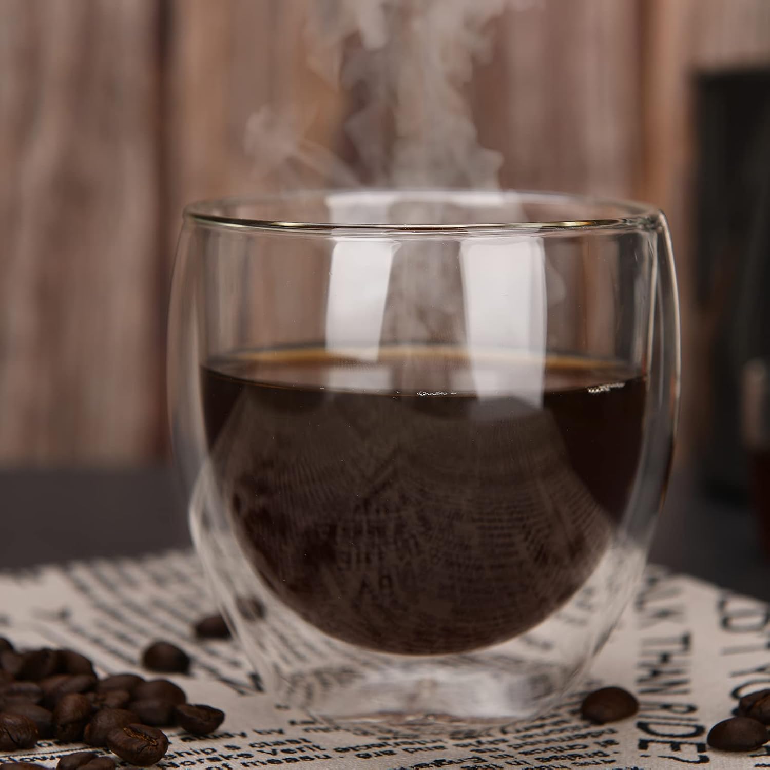 hotder Double Walled Glass Coffee Cups,250ml Set of 2,Hand Made - Image 3