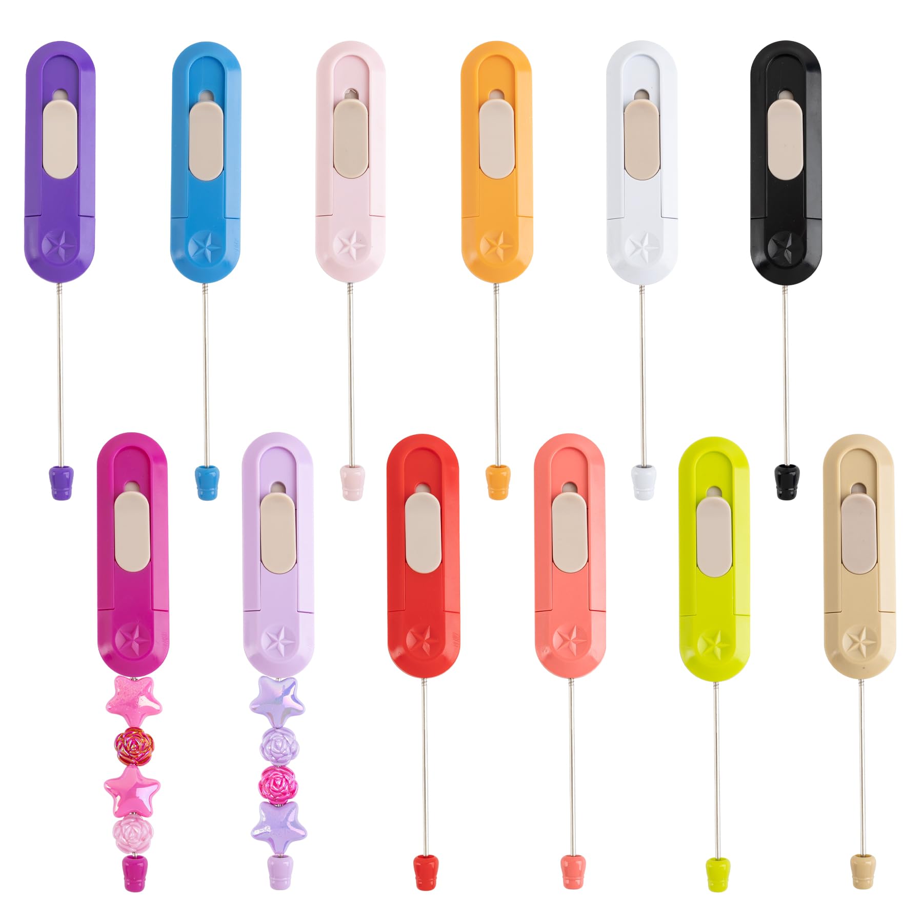 Framendino, 12 Pack Beadable Letter Opener Blanks Envelope Metal Beaded Slitter Mail Openers for DIY Office Supplies (12 Colors)