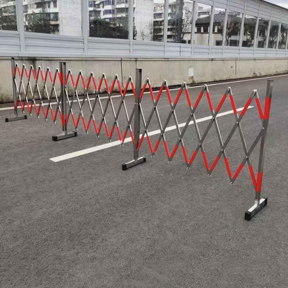 Expandable Metal Barrier - Stainless Steel Mobile Safety Barrier for Traffic Control in Factories Workshops and Schools - Durable Portable and Adjustable Security Solution