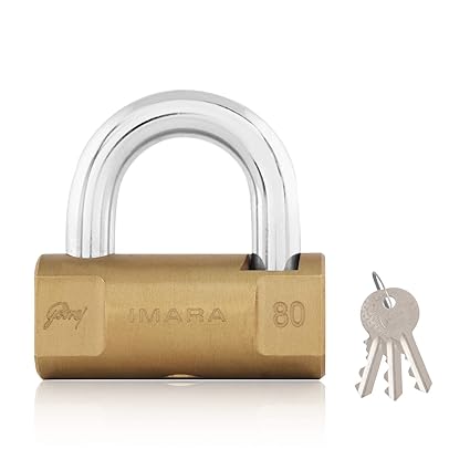 Godrej Locking Solutions and Systems Imara 80mm Brass Padlock 3 Keys (Brown, Painted Finish)