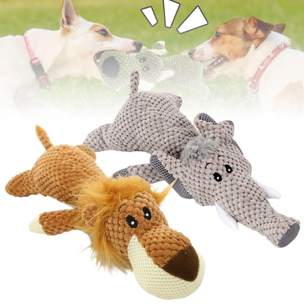 Dog Toys, 2025 New Squeaky Dog Toy, Plush Dog Toy, Perfect for Small and Medium and Large Dogs Who Enjoy a Squeaky Toy (Leo+elephants)