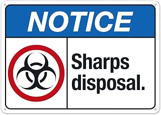Sharps Disposal Sign, ANSI Notice Safety for Indoor Outdoor Use, Metal Sign 12x16 Inch