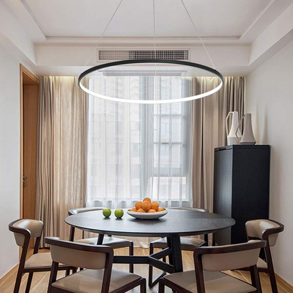 Nowoczesna lampa wisząca LED, 63 W, okrągła konstrukcja, możliwość ściemniania, idealna do jadalni, salonu, baru, kawiarni, lampy sufitowej.