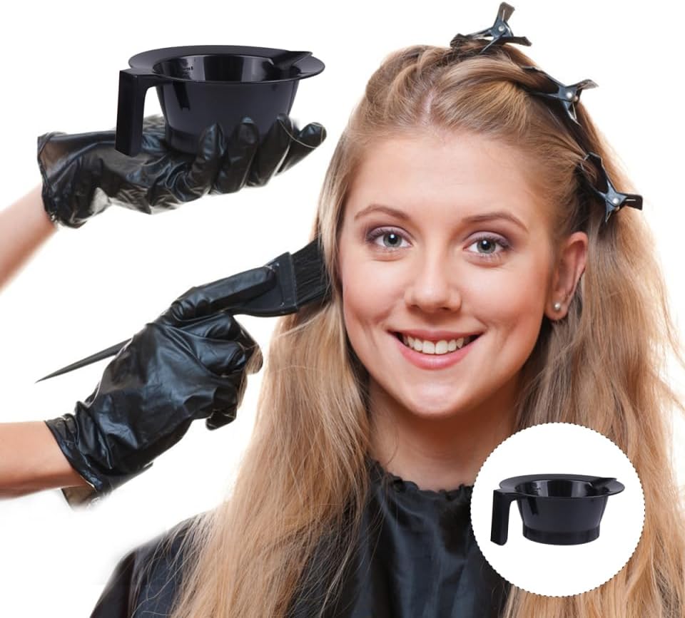 LALAFINA 4Pcs Hair Dye Bowls for Salon Hair Color Mixing Durable Plastic Tint Bowls with Handles Easy to Clean Hairdressing Tools for Professional Stylists