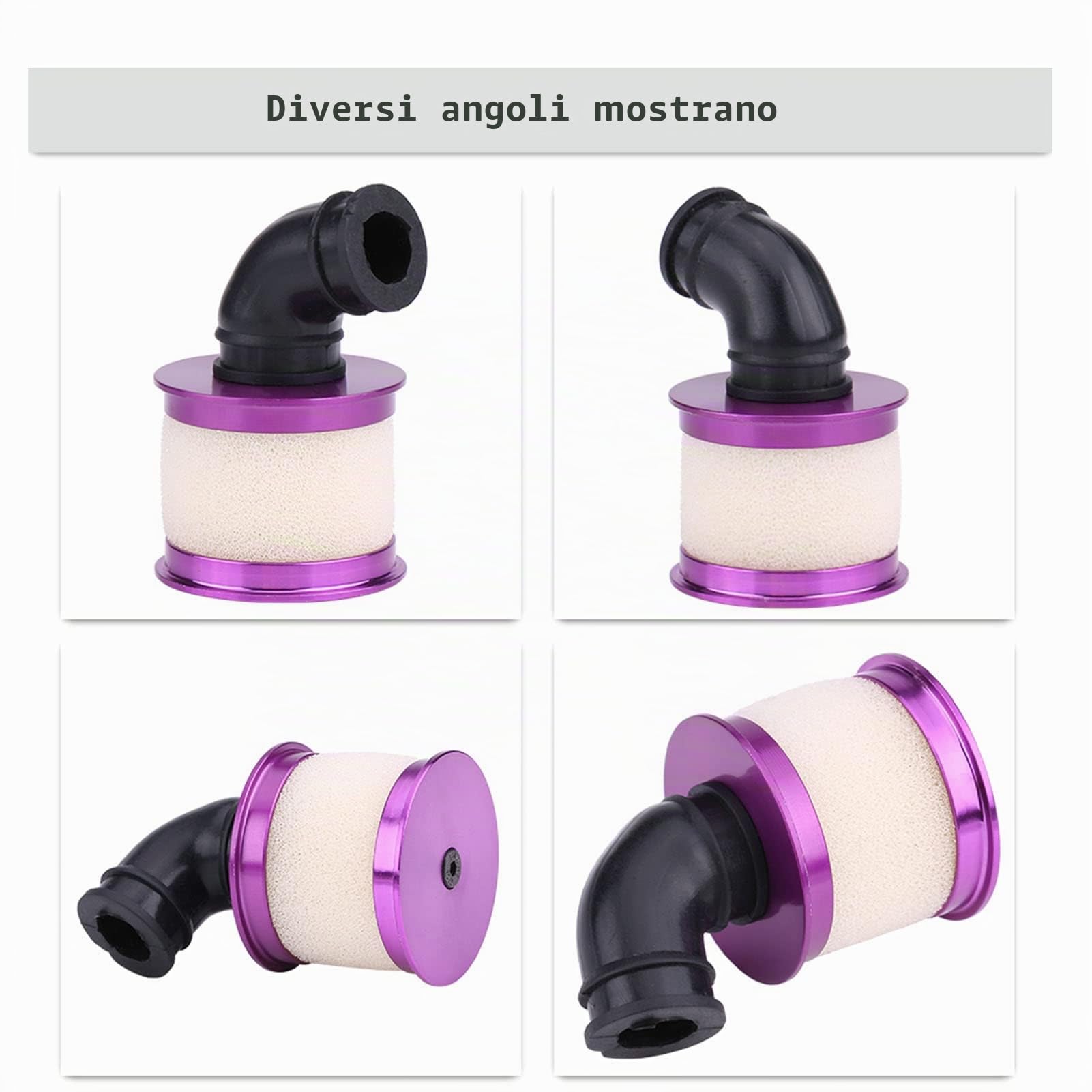 Filtro Aria RC, Filtro Aria con Cappuccio in Lega di Alluminio con Spugna Filtrante per Motore 1/8 Power Ricambi Motore RC Accessori Auto Modello(Purple)