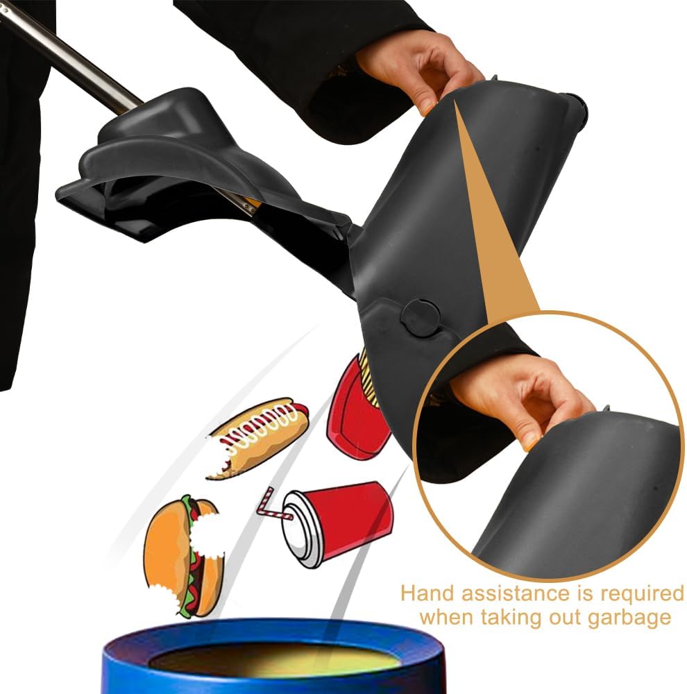 Long Handle Heavy Duty Broom and Dustpan Set, Outdoor and Commercial Upright Dustpan and Brush for Restaurant Garage Garden Yard Office,Black - Image 5