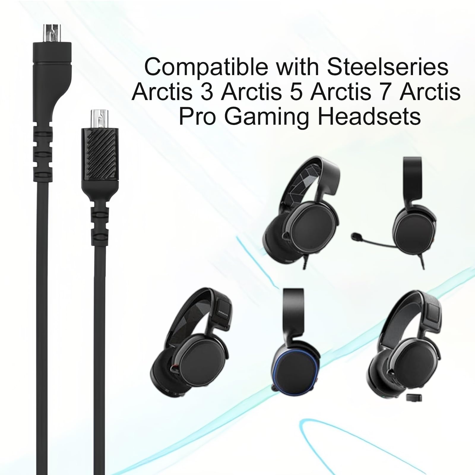 Câble Audio pour Casque, Casque Audio Câble de Remplacement pour Arctis 3 Arctis 5 Arctis 7 Arctis Pro, 150 Cm de Câble D'extension de Carte son de Rechange, Noir