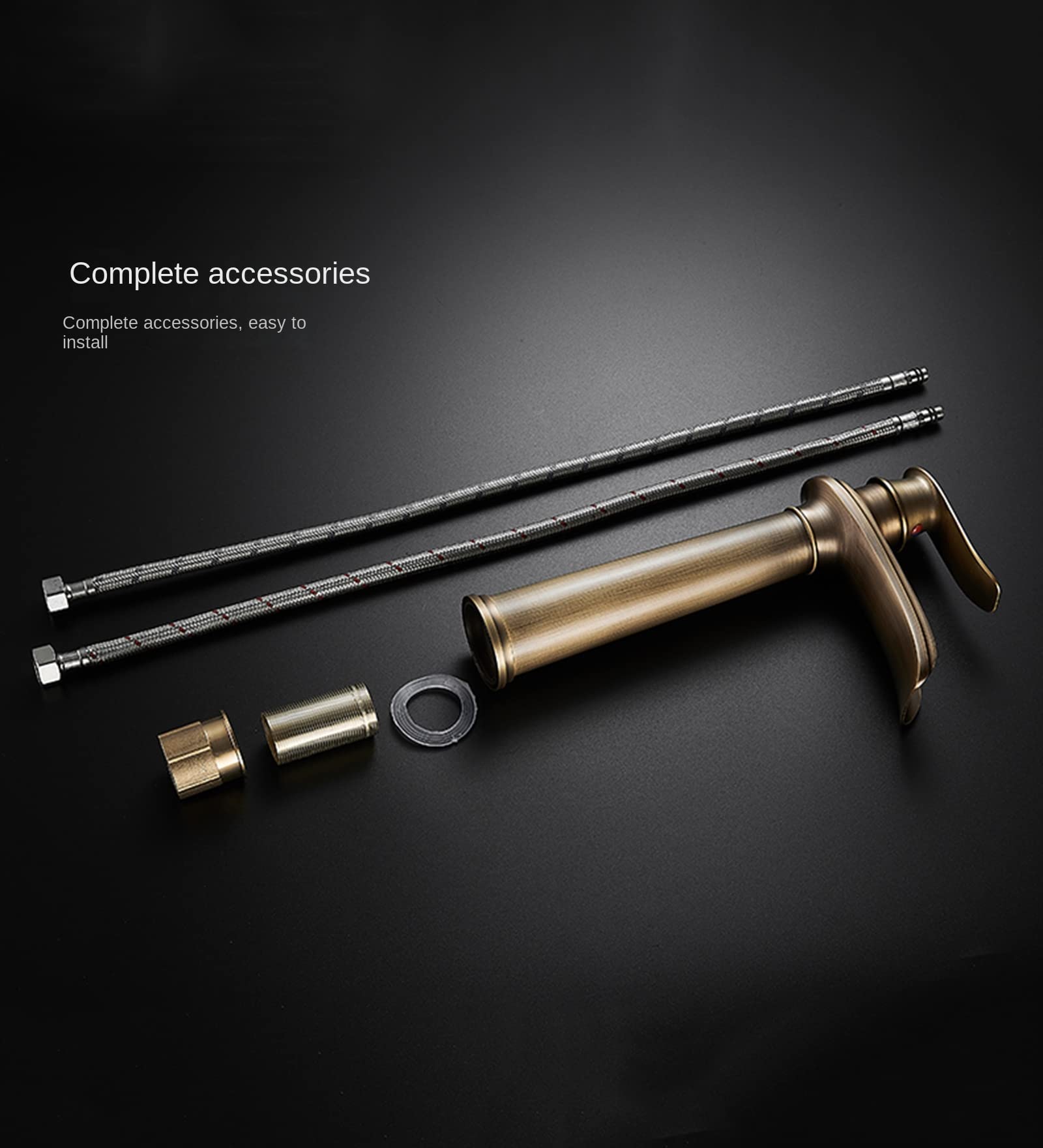 Waschtisch Armatur Wasserfall Schwarz, Retro Hoch Wasserhahn, Mischbatterie Bad (Retro Bronze-Hoch)