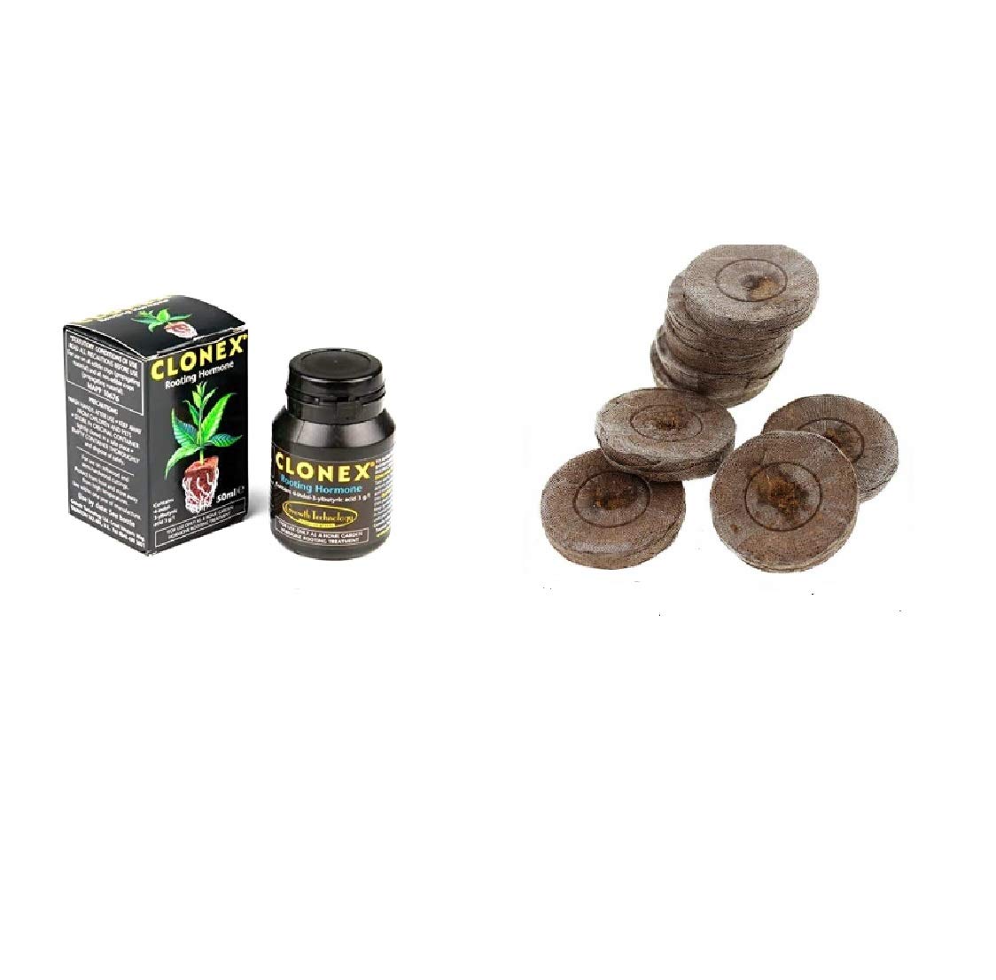 50x Jiffy Original with 41 mm for Growing Cuttings And Sowing Compost Quel-Tablet Propagation with Growth Technology Clonex Cutting and Rooting Gel 50ml