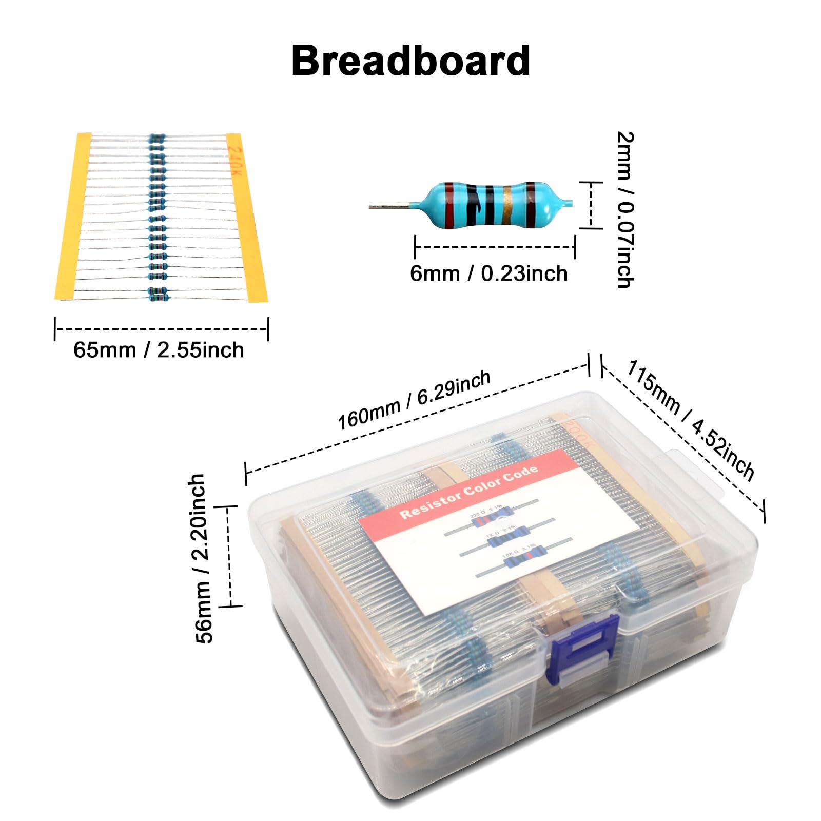 Resistenza Kit Binghe 2600 Pezzi 130 Valori Kit di Resistenza 1 Ohm-3M Ohm 1/4 W 0.25W kit Resistore 1% Diverse Resistenze, Resistori kit a film metallico da 1/4W con Scatole di immagazzinaggio