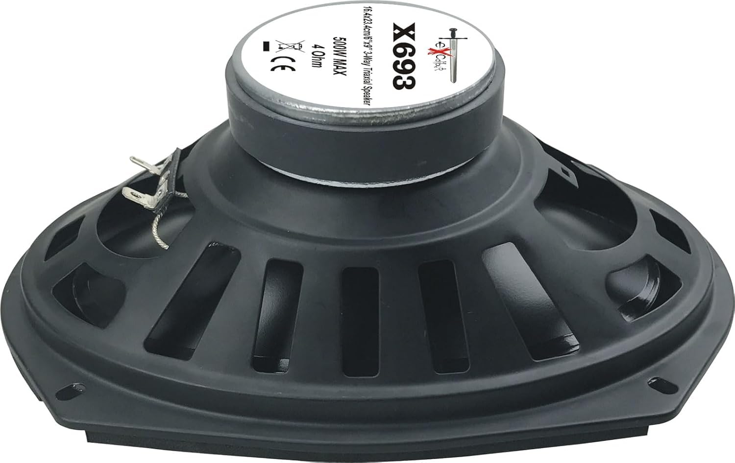 Excalibur X693 Altoparlanti Coassiali Auto 6x9 Pollici 3 Vie con 100W RMS e 500W Max, 4 Ohm, 90dB Sensibilità, Risposta 50Hz–20kHz, 75mm Profondità, Inclusi Griglie e Accessori di Montaggio