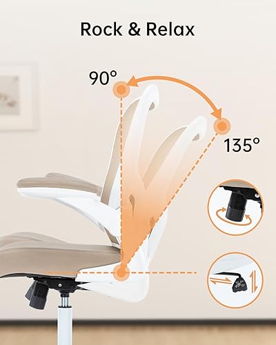 Miniatura 7 de Silla de oficina ergonómica, silla de escritorio giratoria de piel sintética con soporte lumbar, altura ajustable, silla ejecutiva con reposabrazos