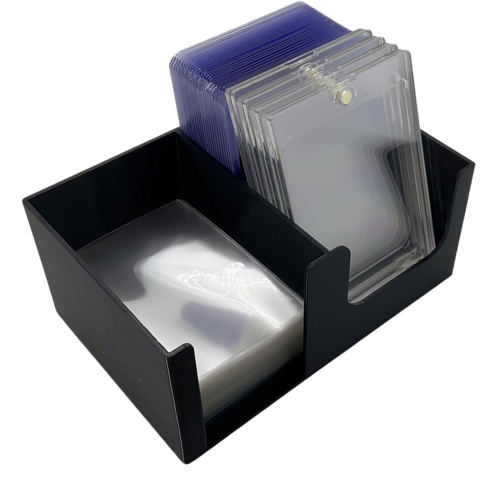 XJPONGC Card Care Lite - Toploader Dispenser Stackable Card Storage Box - Penny Sleeve Holder (Black)