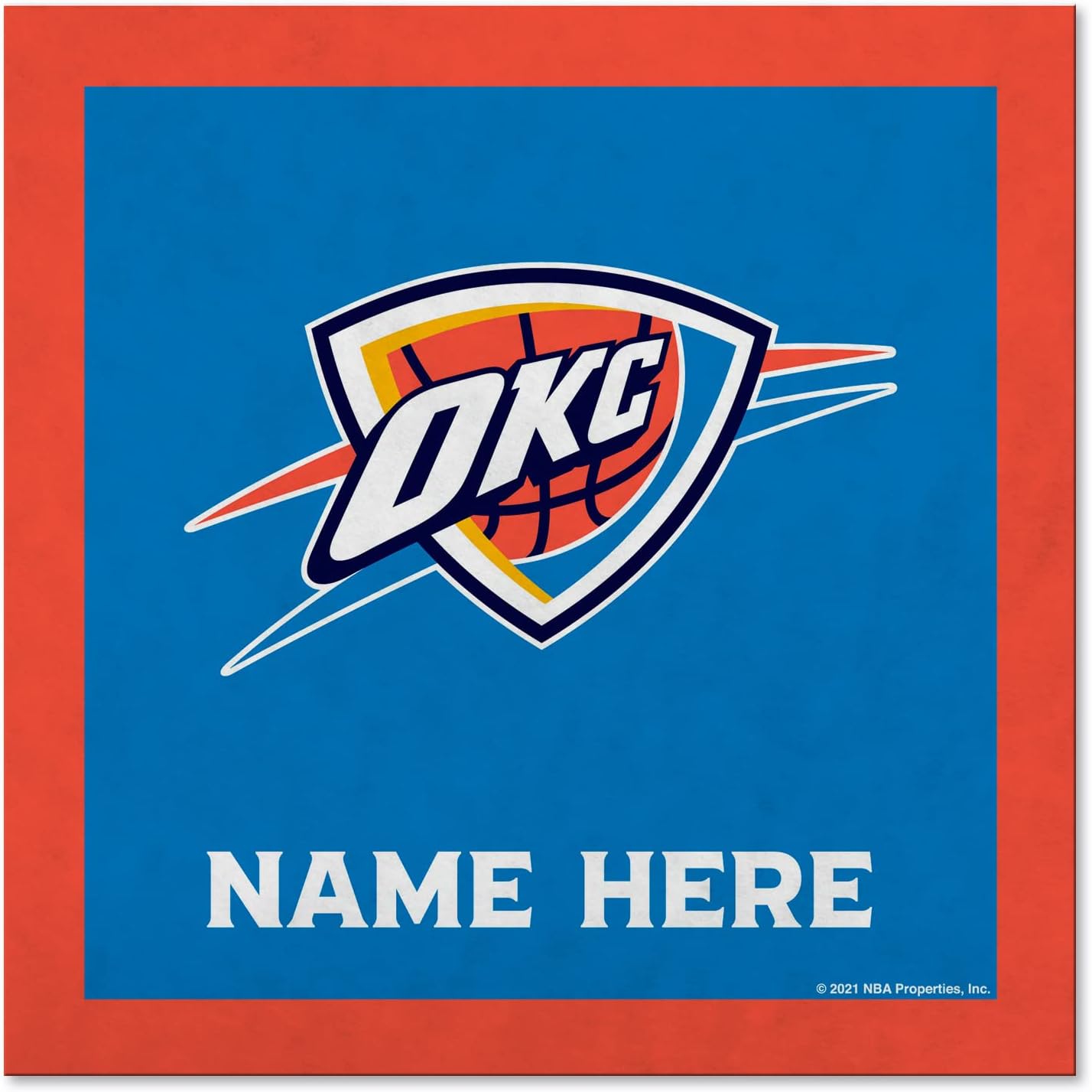 Rico Industries NBA Basketball Oklahoma City Thunder Personalized 23" X 23" Felt Wall Banner - Sports Decor for Man Cave, Game Room, Office & Bedroom - Made in The USA