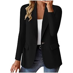 Womens Blazer Business Casual Suit Jacket Slim Fit Fall Season Coats with Shoulder Pad Dressy Work Office Suit