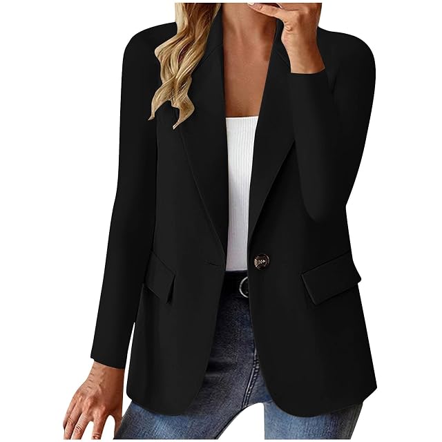 Blazers for Women Business Casual 2026 Long Sleeve Blazers Solid Color Work Office Open Front Blazer Jackets Cardigan