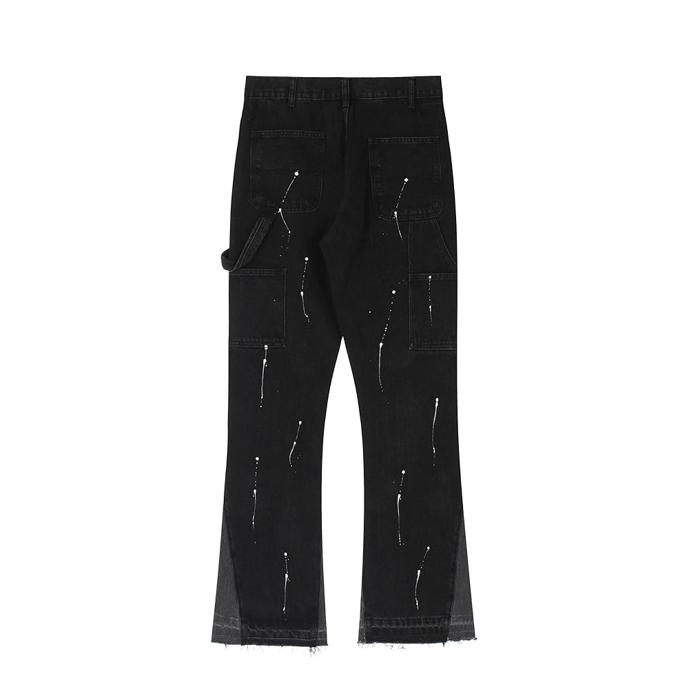 Mens Vintage Relaxed Bell Bottom Jeans Classic Disco Retro