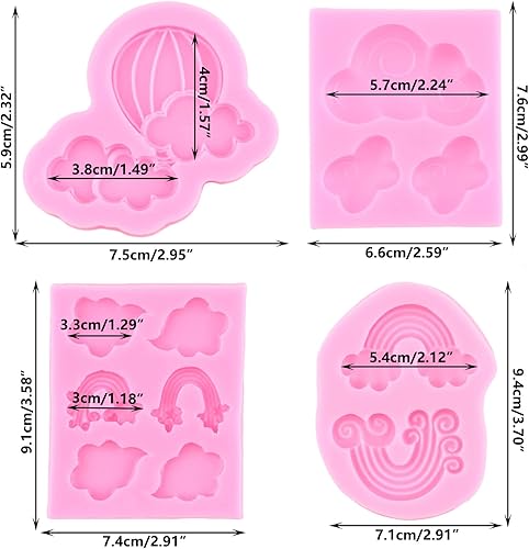 Miniatura 2 de Moldes de silicona para globos de aire caliente, para decoración de pasteles, decoración de cupcakes, pasta de goma de mascar de polímero de
