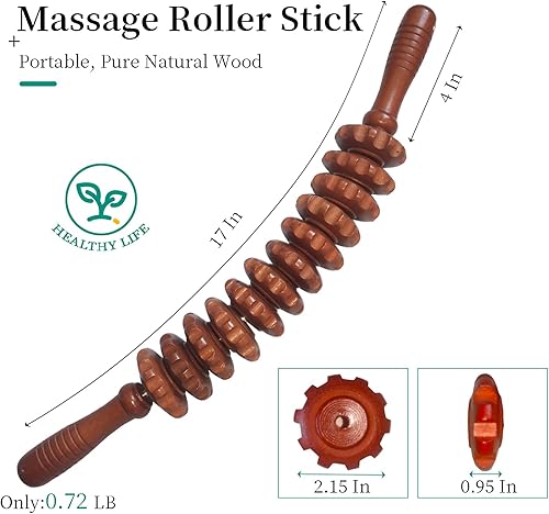 Miniatura 2 de Ctwctr Herramientas de masaje de terapia de madera, rodillo de masaje manual para escultura corporal, kit de maderoterapia, palo de madera de guasha