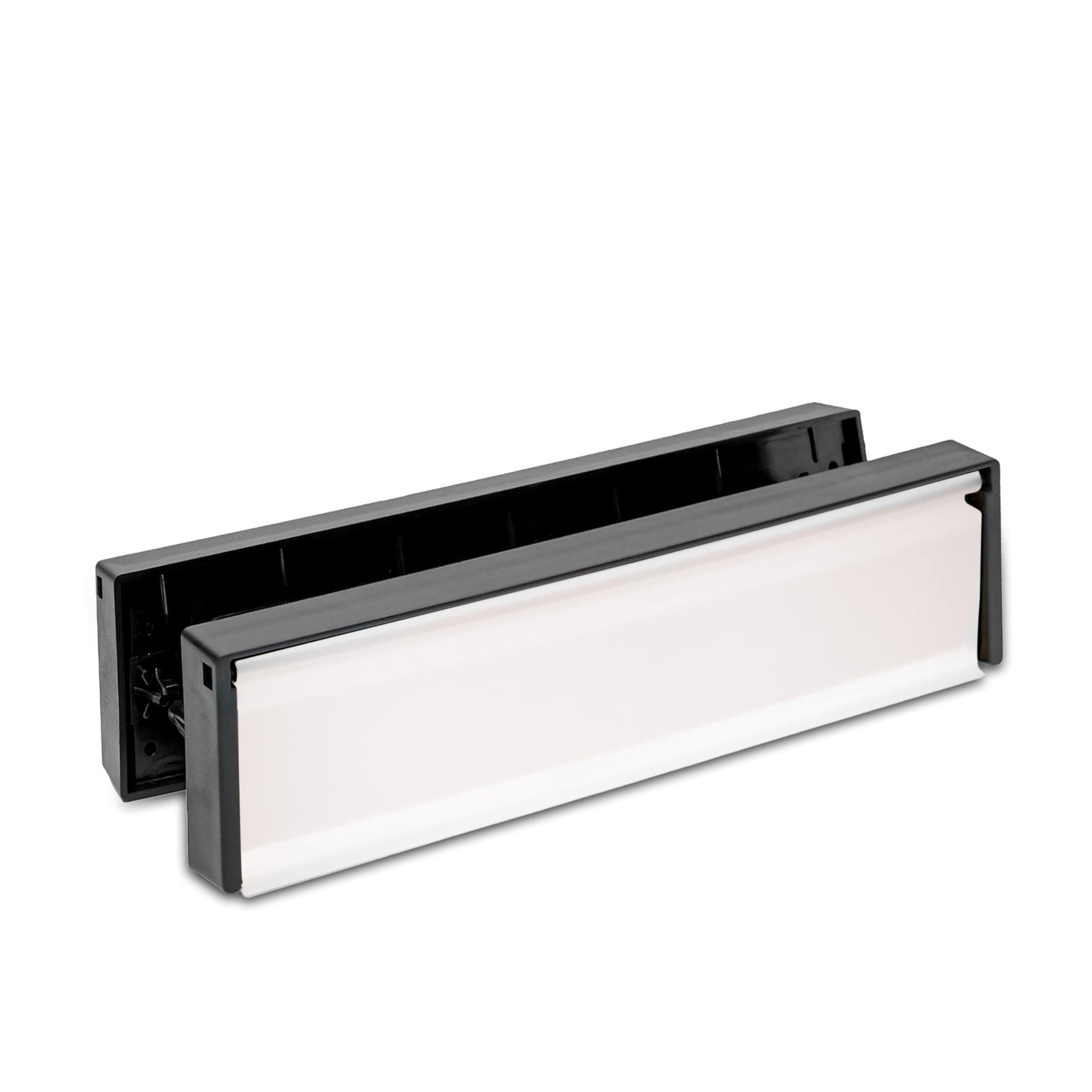 Home Secure™ 12" UPVC Door Letterbox Telescopic Sleeved Letterplate Draught Proof Postal Letterbox (White, 40mm-80mm)