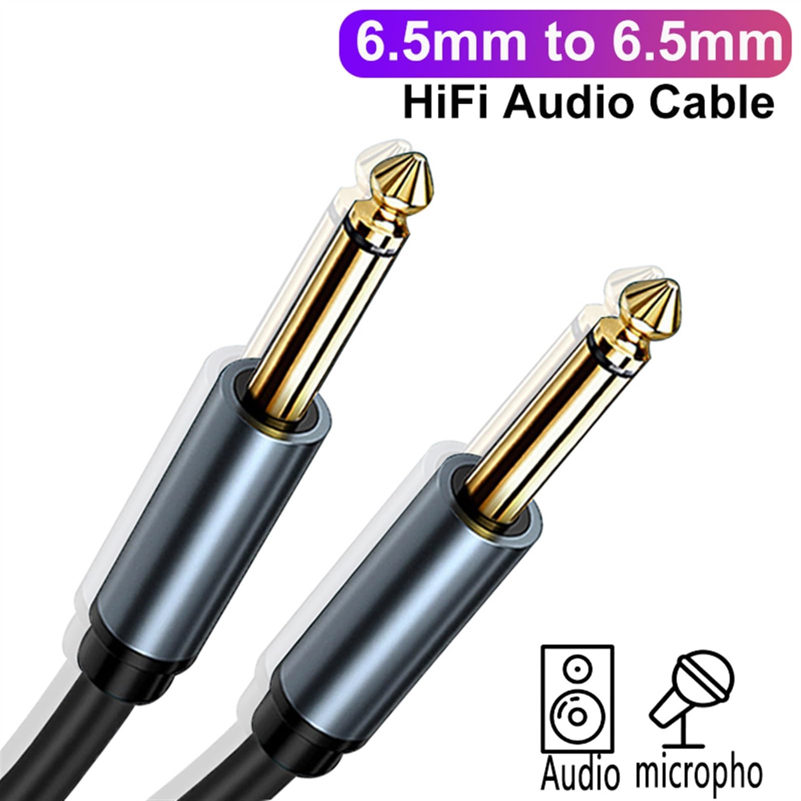 akcesoria do gitary Kabel Audio Jack 6.5mm Z Męskiego Na Męskie Kabel Stereo Do Gitary Elektrycznej Mikrofon Organowy 6.5 Do 6.5 (Color : A-5m)
