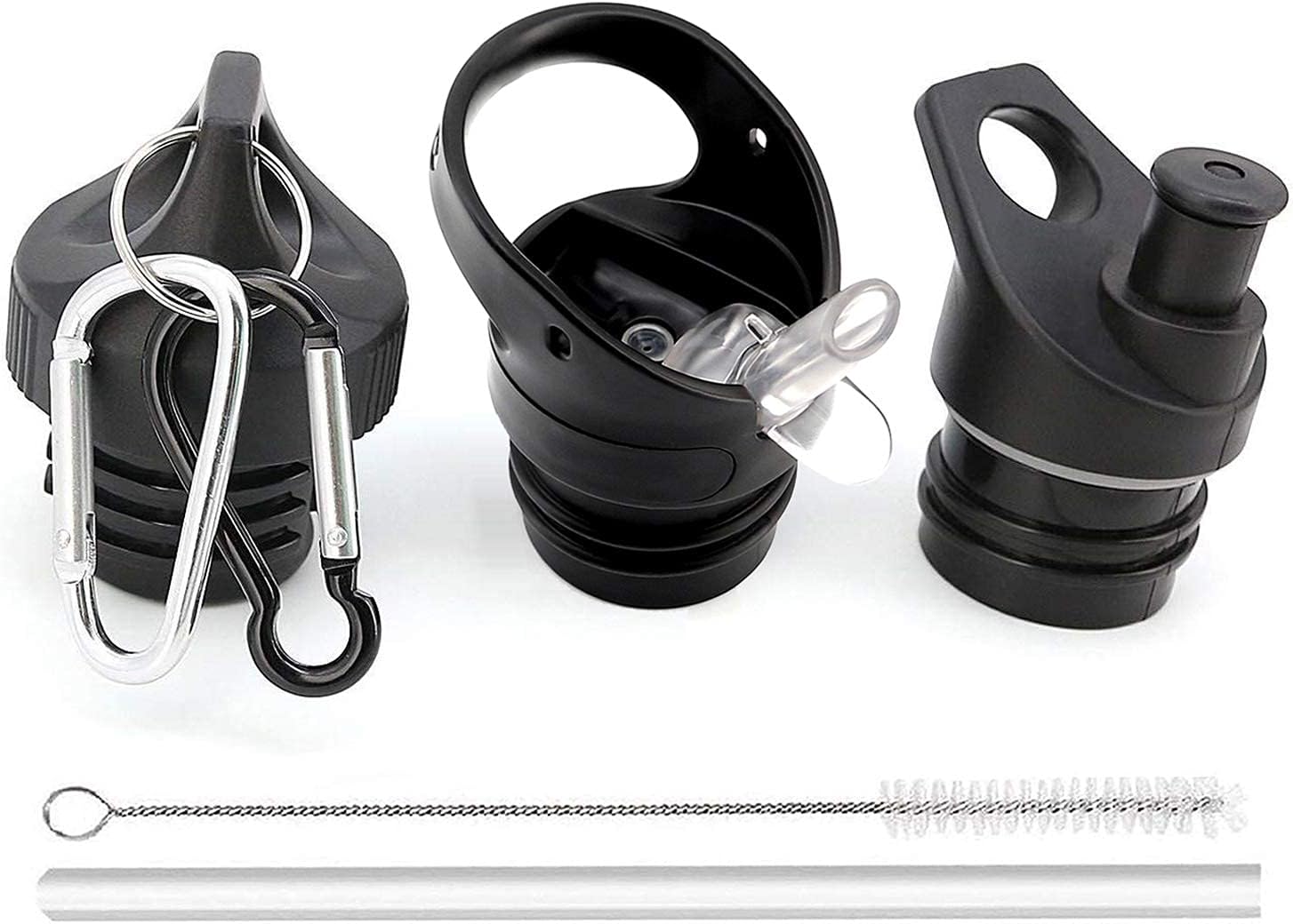 Straw Lid for Hydro Flask Water Bottle 3 Replacment Lids For Hydro Flask 18 21 24 oz  Simple Modern Ascent, Takeya, Thermoflask Standard Mouth Bottle Tops 3 Sports Lids with Straw Image