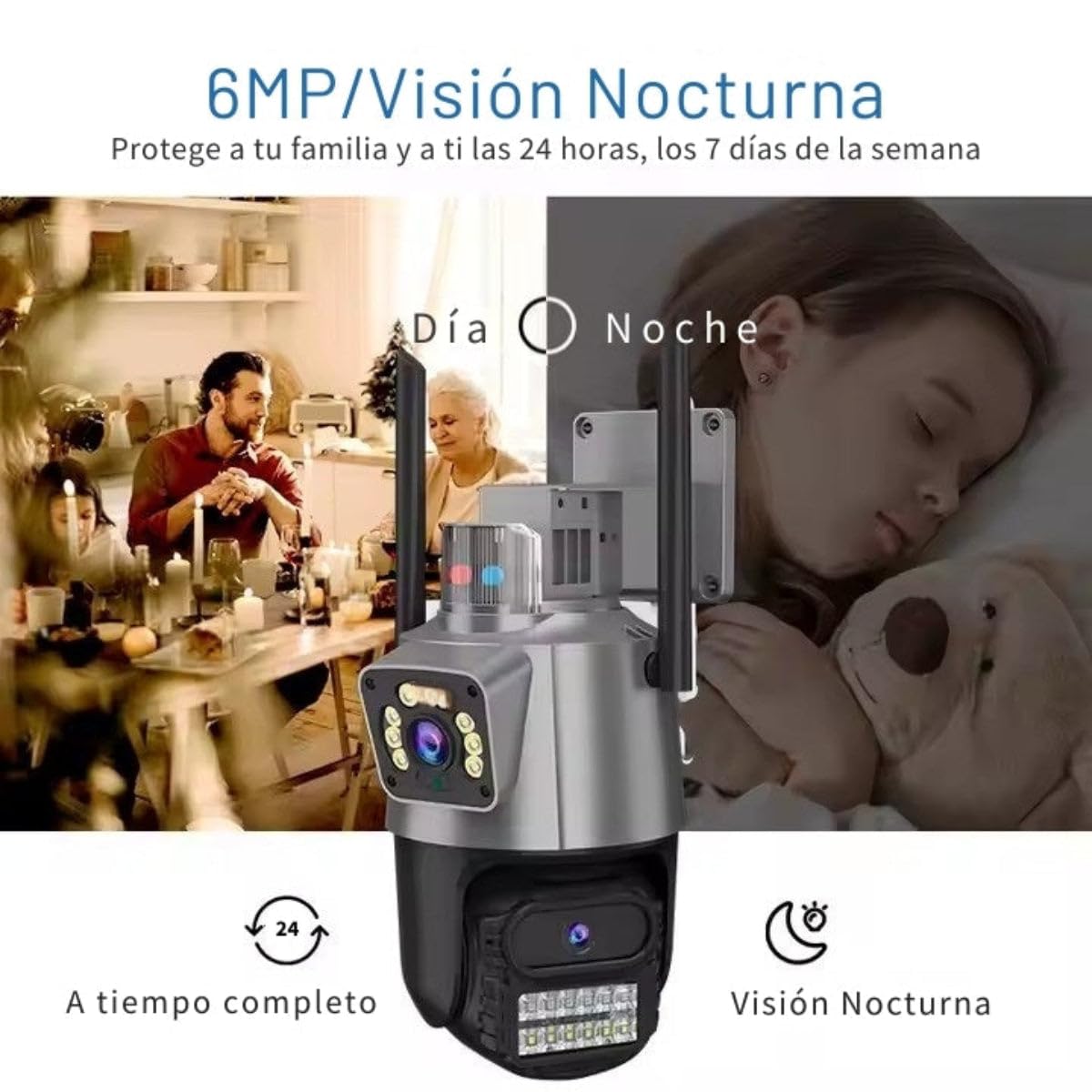 Cámara de Videovigilancia IP Xionmai JT-9687PRO con Enlace de Bola, 3MP, Visión Nocturna, Rotación Horizontal y Vertical, Alarma, Almacenamiento hasta 128GB, Monitoreo Remoto, Impermeable IP66