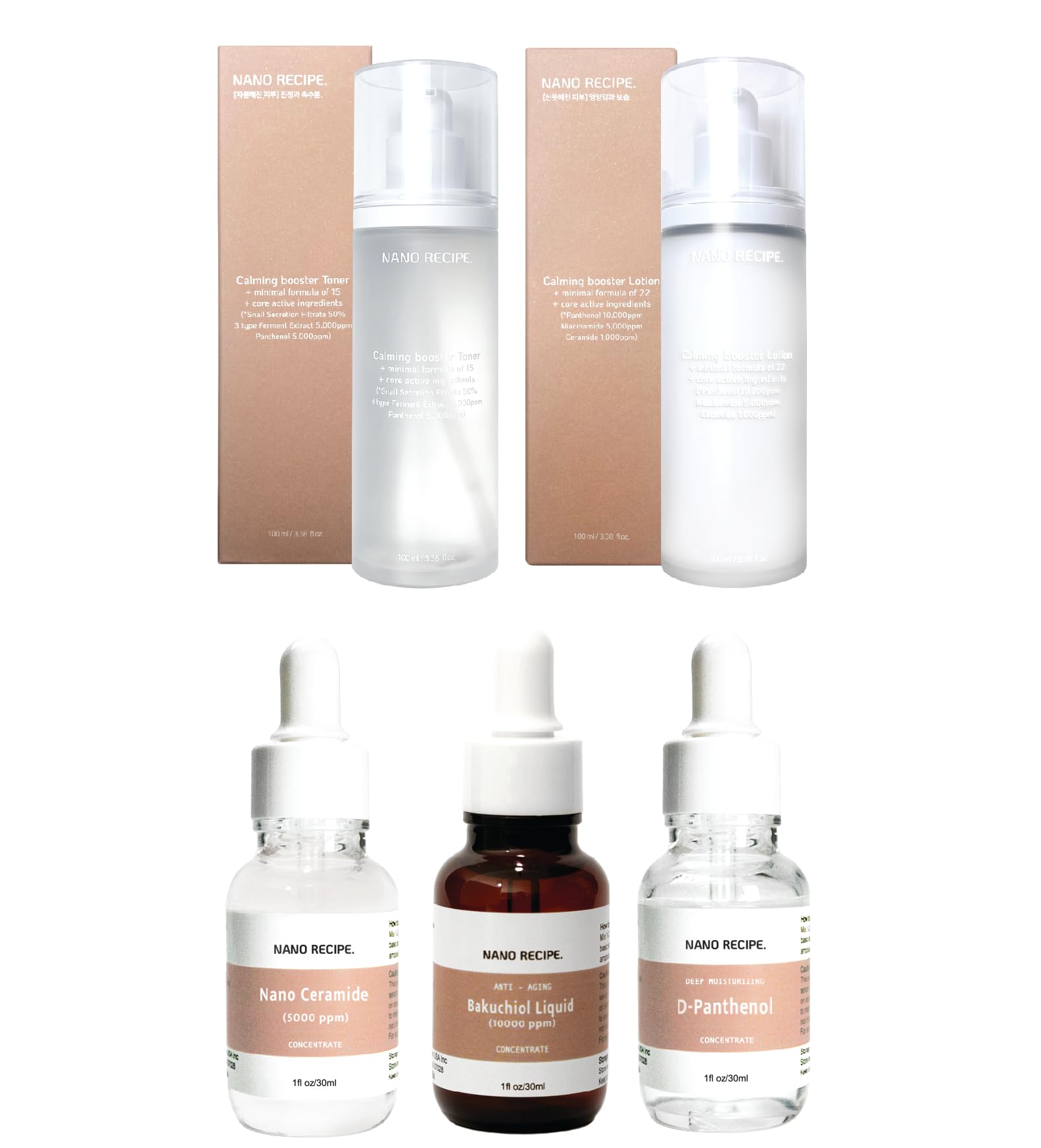 Bakuchiol + D-Panthenol + Ceramide + Calming Booster Toner (Snail Secretion 50%) 100ml + Lotion(Panthenol, Niacinamide) 100ml