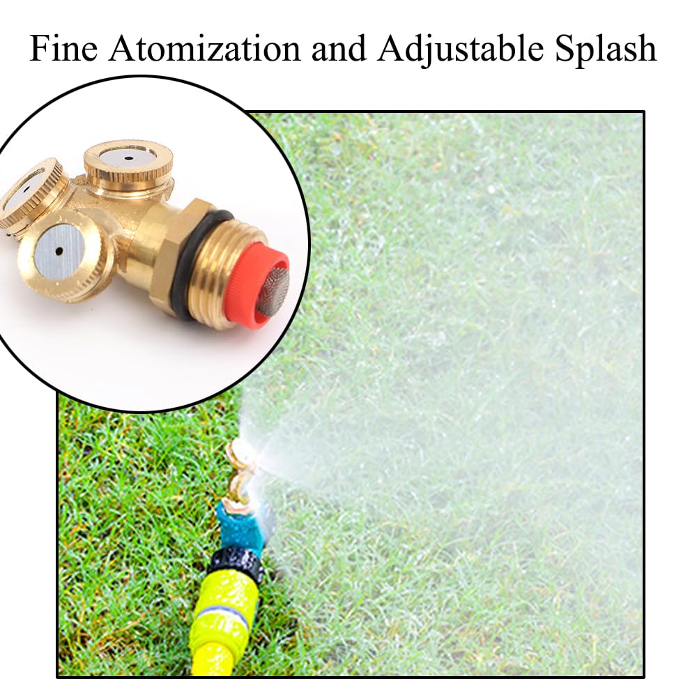 SagaSave Sprühdüsen mit 3 Löchern, Messing-Sprühdüse, Gartensprinkler, Bewässerung, Wasseranschluss für Gärten, Gewächshäuser, Landschaftsbau, 4 Stück