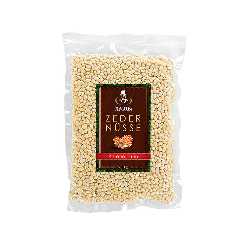 BARIN Doppelpack sibirische Zedernüsse Premium 2 x 500 g, Nuss, gesunder Snack, Zedernkerne, Superfood, Pinienkerne