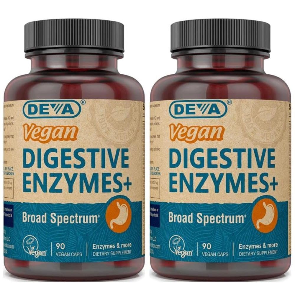 DEVA Suplemento de Multi-enzimas Vegano, 180 cápsulas