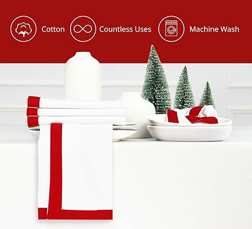 Miniatura 3 de PurpleEssences Juego de 6 servilletas de tela de 18 x 18 pulgadas, 100 % algodón, elegantes servilletas de cena con vainica con bordes sólidos de 1