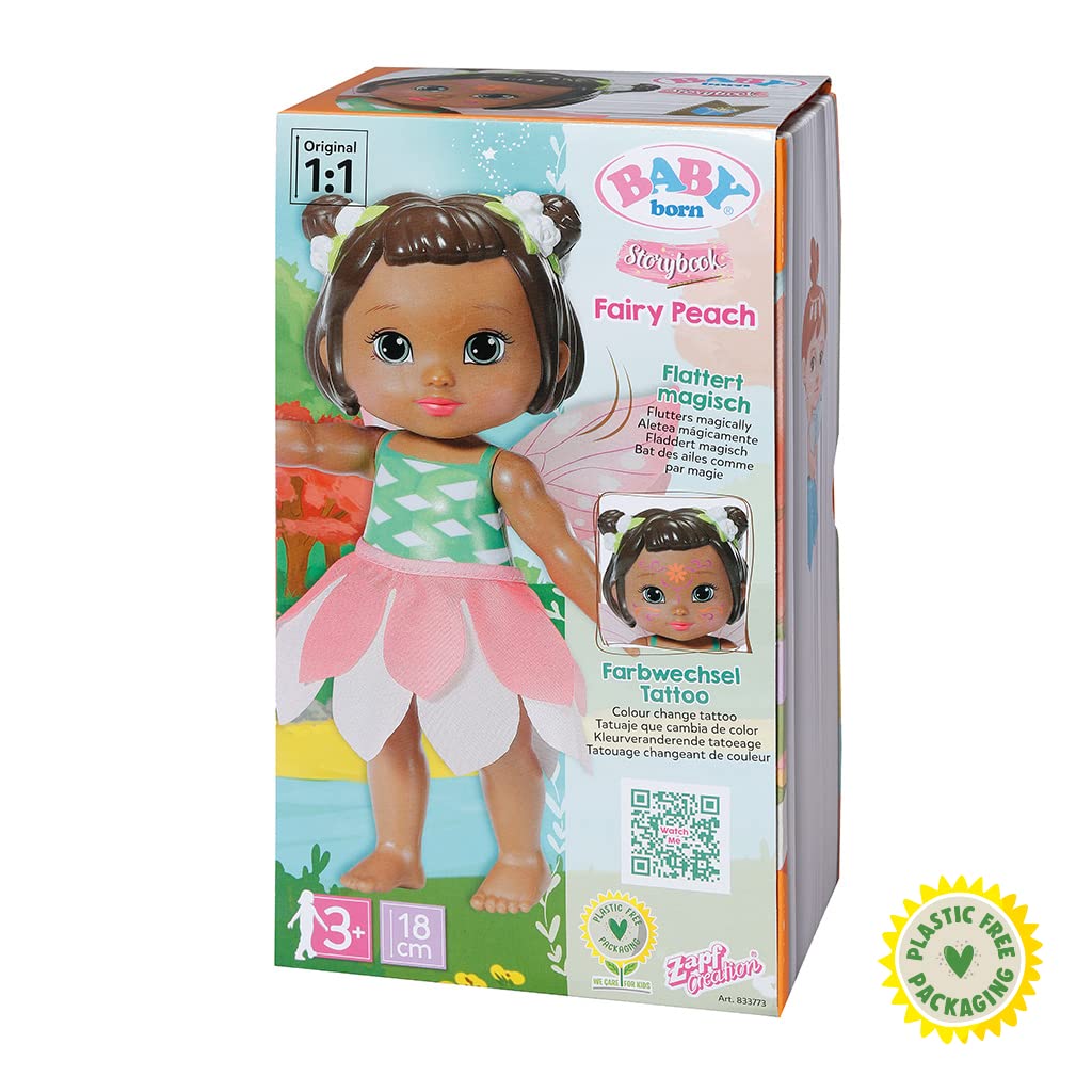 BABY Born Storybook Fairy Rose - Poupée Fée 18 Cm Aux Ailes Magiques Volantes + Baguette, Livre D'Histoires, Socle Et Fond - Idéale Dès 3 Ans