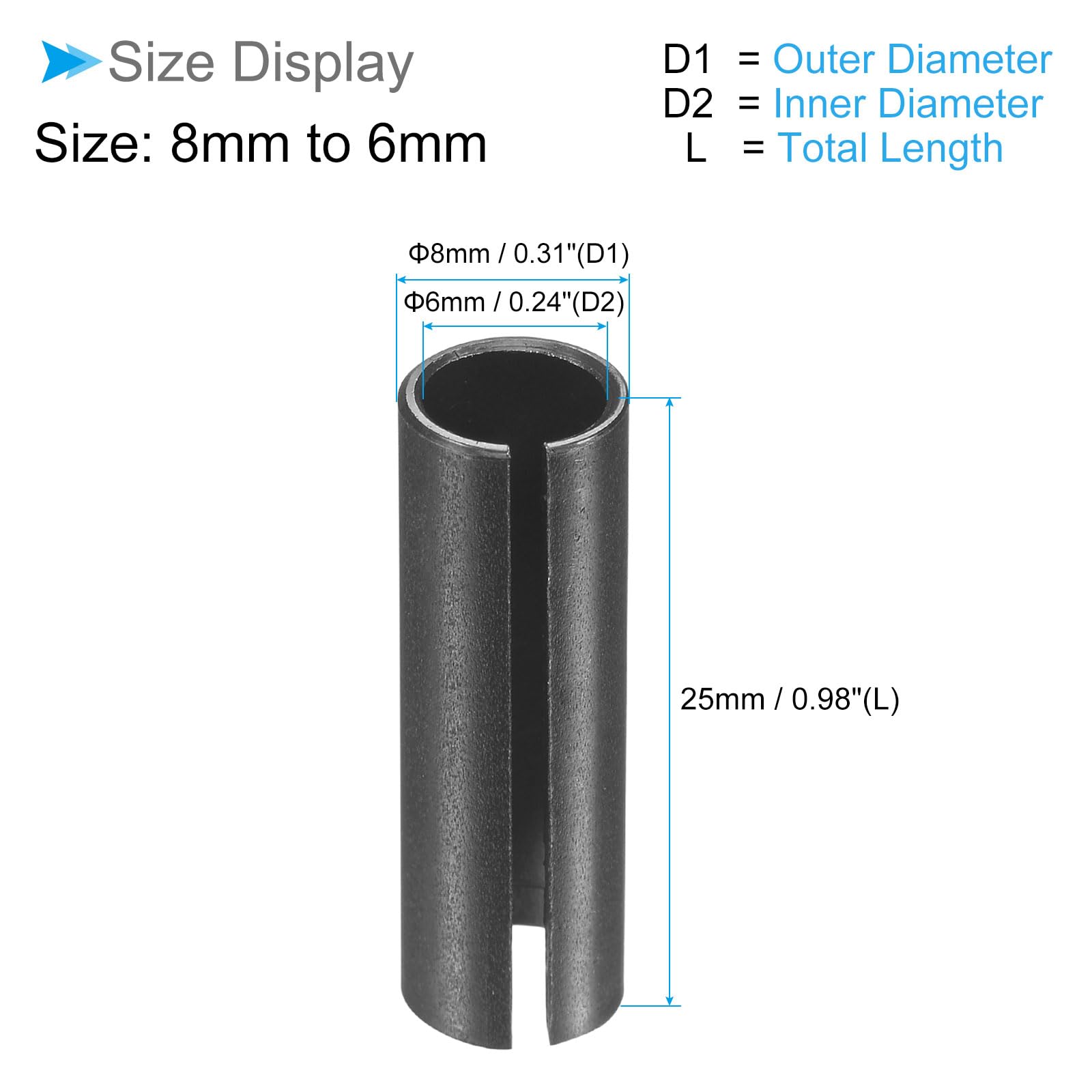 CoCud Router Collet Driver Adapter, 8mm to 6mm 0.3" Outer Dia, Lathe CNC Milling Bit Shank Carving Machine - Image 2