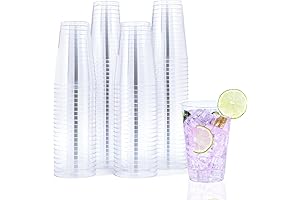 100-Pack Elegant 14-Ounce Clear Plastic Wedding Cups