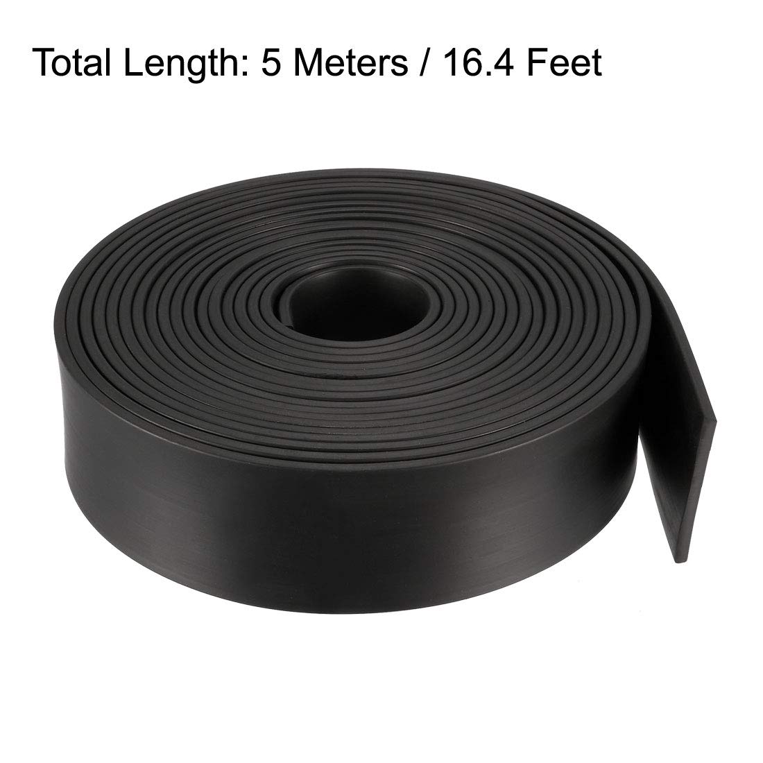 sourcing map Sólido Rectángulo Goma Sello Tira 40mm Wide 3mm Grosor, 5 Metros Largo Negro