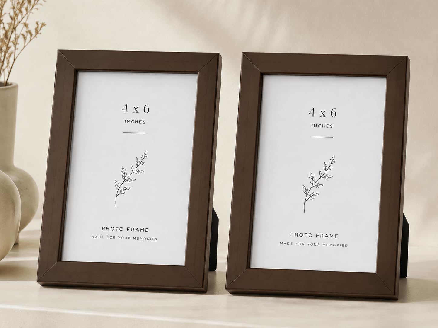 4x6 Inch Photo Frame Set of 2 – Acrylic Front Table Top Photo Frames with Stand, Dual Orientation Portrait & Landscape Display for Home Office Decor (Brown)-image-8